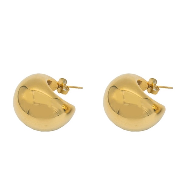 Chunky Wide Gold Filled Hoop Earrings - Picture 1 of 3
